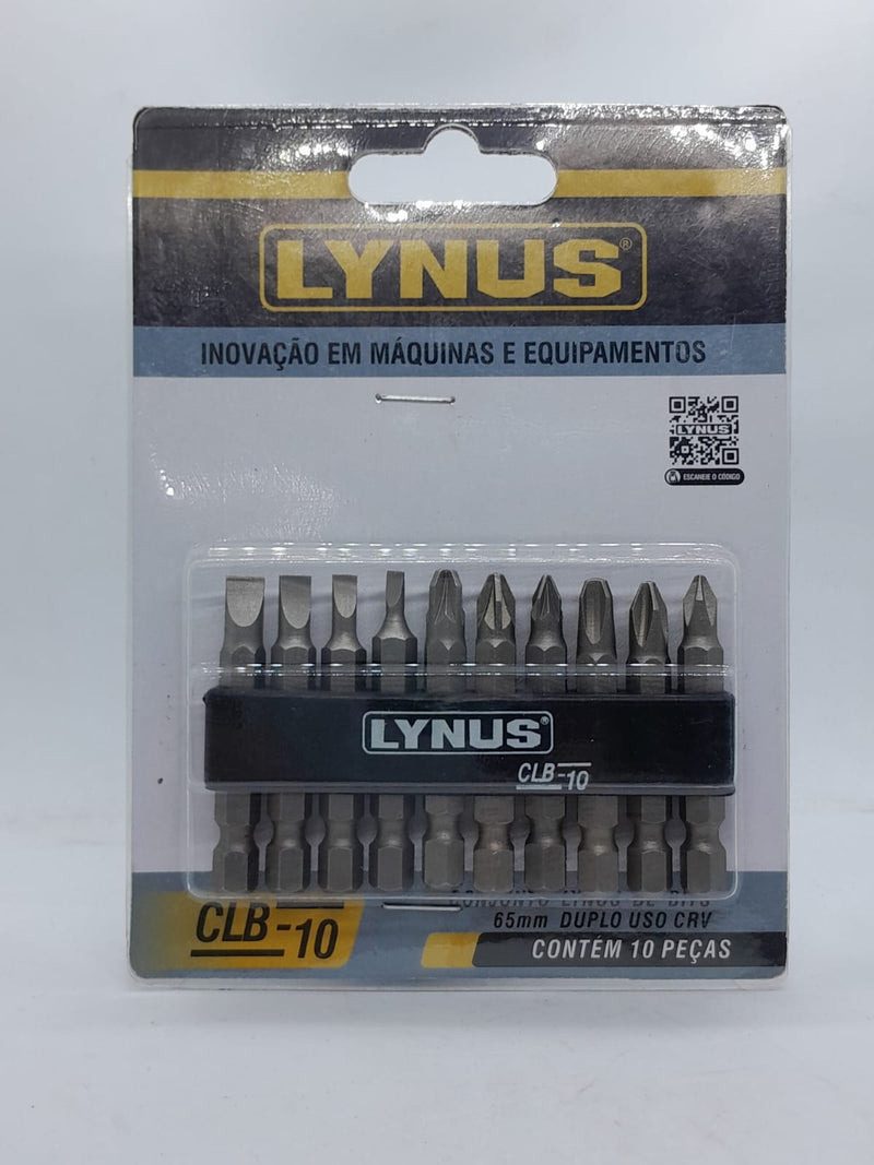 CLB-10 CONJUNTO LYNUS DE BITS 65 MM CRV DUPLO USO 10 PECAS